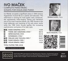 Ivo Macek (1914-2002): Klavierwerke, CD