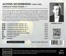 Alfons Szczerbinski (1858-1895): Sämtliche Klavierwerke Vol.1, CD