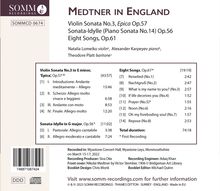 Nikolai Medtner (1880-1951): Sonate für Violine &amp; Klavier Nr.3 e-moll op.57 "Epica", CD