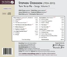 Stephen Dodgson (1924–2013) - Turn Ye to Me – Songs, Volume 3. Liste der Lieder, Künstler und Gesamtdauer: 62:13.