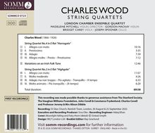 CD-Information zu Charles Wood Streichquartetten. Spielzeiten und Titel der Stücke sind aufgelistet.