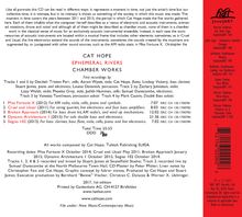 Cat Hope (geb. 1966): Kammermusik "Ephemeral Rivers", CD