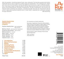 Texte: "Sophie Hassfurther Kaleidoscope Empathy", "Total Time 45:03", Trackliste von 1 bis 10. Logo: "Hat Hut Records".