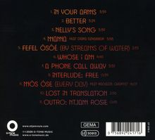 Das Bild zeigt eine Liste mit elf Songtiteln und ihren Längen in Minuten. Unten sind Logos und Webseiteninfos.