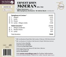 Ernest John Moeran 1894–1950. Symphonie in g-Moll, 44:00. Violinkonzert, 30:40. Gesamtzeit: 74:45.
