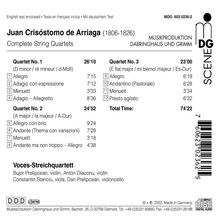 Juan Arriaga (1806-1826): Streichquartette Nr.1-3, CD