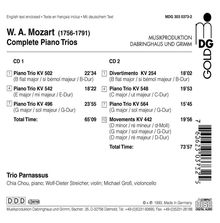 Wolfgang Amadeus Mozart (1756-1791): Klaviertrios Nr.1-5, 2 CDs