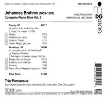 Johannes Brahms (1833-1897): Sämtliche Klaviertrios Vol.2, CD