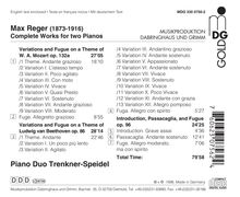 Max Reger (1873-1916): Musik für 2 Klaviere, CD