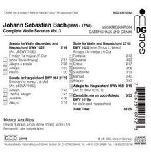 Johann Sebastian Bach (1685-1750): Sämtliche Violinsonaten Vol.3, CD