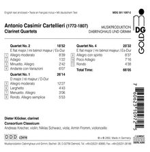 Antonio Casimir Cartellieri (1772-1807): Klarinettenquartette Nr.1,2,4, CD