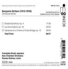 Benjamin Britten (1913-1976): Les Illuminations op.18, CD