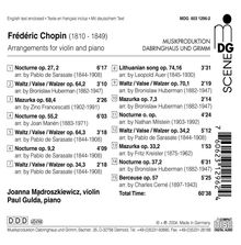 Frederic Chopin (1810-1849): Arrangements für Violine &amp; Klavier, CD