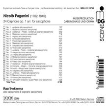 Niccolo Paganini (1782-1840): Capricen op.1 Nr.1-24 für Saxophon, CD