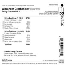 Alexander Gretschaninoff (1864-1956): Streichquartette Nr.3 &amp; 4 (opp.75 &amp; 124), CD