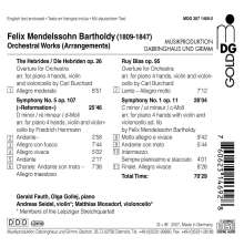 Felix Mendelssohn Bartholdy (1809-1847): Orchesterwerke (Arrangements), CD