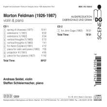 Morton Feldman (1926-1987): Werke für Violine &amp; Klavier, 2 CDs