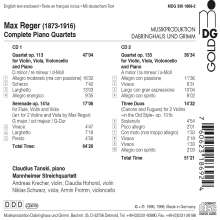 Max Reger (1873-1916): Sämtliche Klavierquartette, 2 CDs