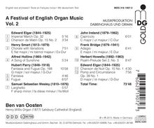 Ben van Oosten - A Festival of English Organ Music Vol.2, CD