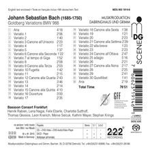 Johann Sebastian Bach (1685-1750): Goldberg-Variationen BWV 988 für Fagott-Ensemble, Super Audio CD