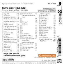 Hanns Eisler (1898-1962): Lieder Vol.3 "Songs in American Exile 1938-1948", CD