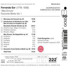 Fernando Sor (1778-1839): Gitarrenwerke "Mes Ennuis" - Favourite Works Vol.1, Super Audio CD