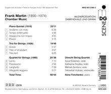 „Frank Martin (1890–1974) Chamber Music“. Werke und Dauer: Piano Quintet (1919) 25'11, Trio (1936) 14'49, Quartet (1966) 20'36.
