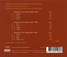 Johann Sebastian Bach (1685-1750): Sonaten BWV 1001,1003,1005 für Gitarre, CD