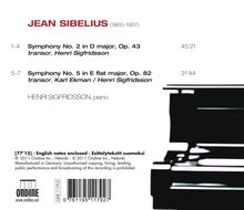 Jean Sibelius (1865-1957): Symphonien Nr.2 &amp; 5 für Klavier, CD