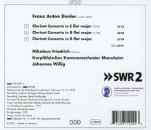 Franz Anton Dimler (1753-1827): Klarinettenkonzerte Es-Dur, B-Dur, B-Dur, CD