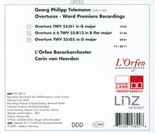 Georg Philipp Telemann (1681-1767): Ouvertüren G-Dur TWV 55:G1, G-Dur TWV 55:G5, B-Dur TWV 55:B13, CD