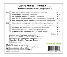 Georg Philipp Telemann, Kantaten – Französischer Jahrgang Vol. 6, Gesamtlaufzeit 123'06. Mitwirkende: Anna Feith, Ella Marshall Smith, u.a.