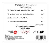 "Franz Xaver Richter: Four Symphonies. Titel und Dauer der Stücke. L'Orfeo Barockorchester, Michi Gaigg."