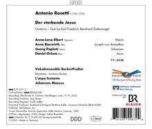 Antonio Rosetti (1750-1792): Passionsoratorium "Der sterbende Jesus", CD