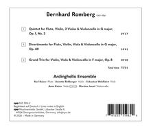 Titel: Bernhard Romberg, Werke: Quintett, Divertimento, Grand Trio. Ensemble: Ardinghello. Gesamtzeit: 75 Minuten.