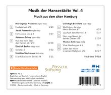 "Musik der Hansestädte Vol. 4, Musik aus dem alten Hamburg. Total time 74'16". Logos von Deutschlandfunk Kultur, Possehl Stiftung, Europäisches Hansemuseum.