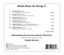 "British Music for Strings V": Werke von Holst, Jacob, Goossens, Howell, Gardiner/Grainger, Mathias. Dirigent: Douglas Bostock.