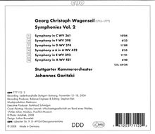 Georg Christoph Wagenseil (1715-1777): Symphonien C-Dur WV 361, D-Dur WV 374, E-Dur WV 393, F-Dur WV 398, A-Dur WV 421, A-Dur WV 432, CD