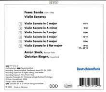 Frantisek Benda (1709-1786): Violinsonaten in C,a,F,E,C,Es, CD