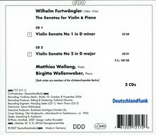 Wilhelm Furtwängler (1886-1954): Sonaten für Violine &amp; Klavier Nr.1 &amp; 2, 2 CDs