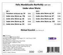Felix Mendelssohn Bartholdy (1809-1847): Lieder ohne Worte (Gesamtaufnahme), 2 CDs