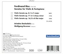 Ferdinand Ries (1784-1838): Sonaten für Violine &amp; Klavier op.8 Nr.1; op.16 Nr.2; op.71, CD