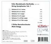 Felix Mendelssohn Bartholdy (1809-1847): Streichersymphonien Vol.1, CD