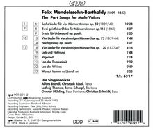 Felix Mendelssohn Bartholdy (1809-1847): Mehrstimmige Lieder für Männerstimmen, CD