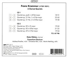 Franz Krommer (1759-1831): 6 Klarinettenquartette, 2 CDs