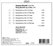 Antonio Rosetti (1750-1792): Streichquartette op.6 Nr.1-6 (Murray D9-14), CD