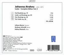 Johannes Brahms (1833-1897): Sämtliche Lieder Vol.2, CD