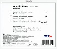 Antonio Rosetti (1750-1792): Klarinettenkonzerte Nr.1 &amp; 2 (Murray C62 &amp; 63), CD