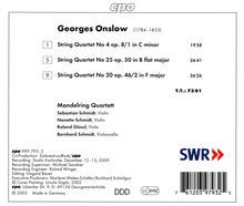 Georges Onslow (1784-1852): Streichquartette op.8,1;op.46,2;op.50, CD