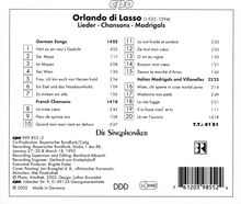 Orlando di Lasso (Lassus) (1532-1594): 20 Chansons,Madrigale,Lieder, CD